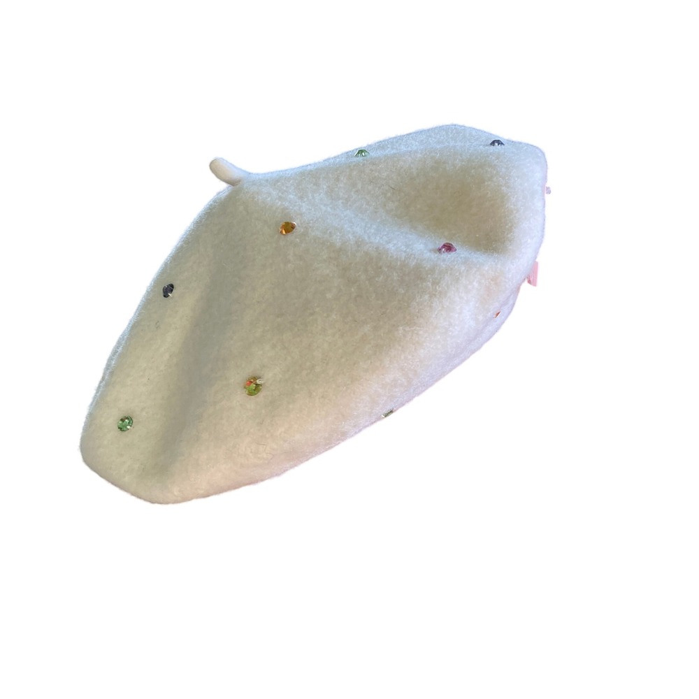 Kate Spade New York Rainbow Embellished Jewel Beret French Cream (One Size)